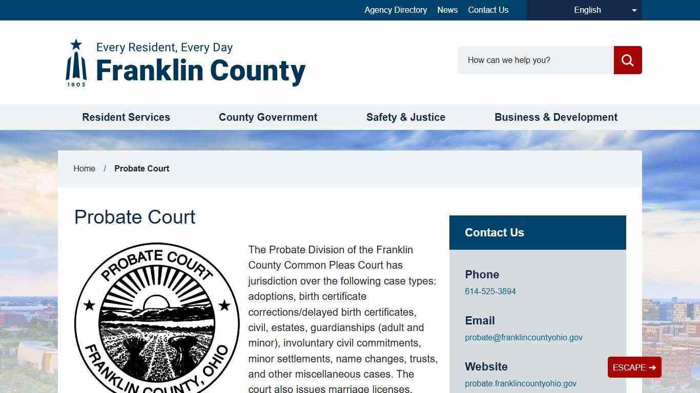 Probate Court - Franklin County, Ohio